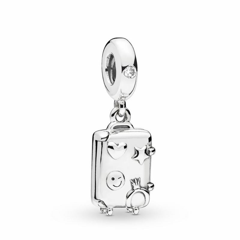 Pandora Suitcase Dangle Charm - Sterling Silver/Enamel/Pink/Cubic Zirconia - Canada | JF4846LG